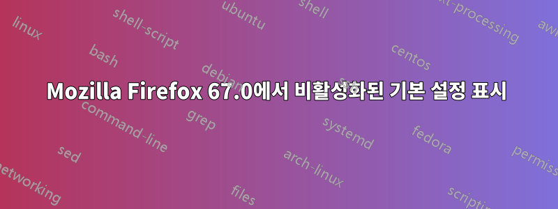 Mozilla Firefox 67.0에서 비활성화된 기본 설정 표시