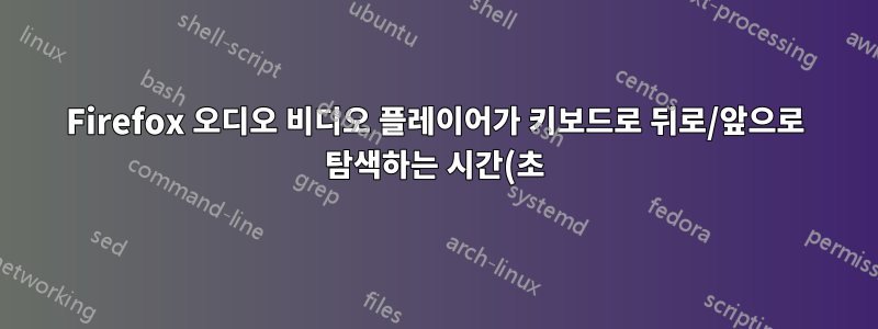 Firefox 오디오 비디오 플레이어가 키보드로 뒤로/앞으로 탐색하는 시간(초)을 어떻게 변경합니까?