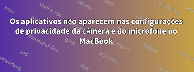 Os aplicativos não aparecem nas configurações de privacidade da câmera e do microfone no MacBook