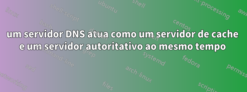um servidor DNS atua como um servidor de cache e um servidor autoritativo ao mesmo tempo