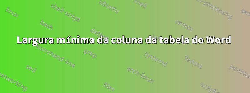 Largura mínima da coluna da tabela do Word