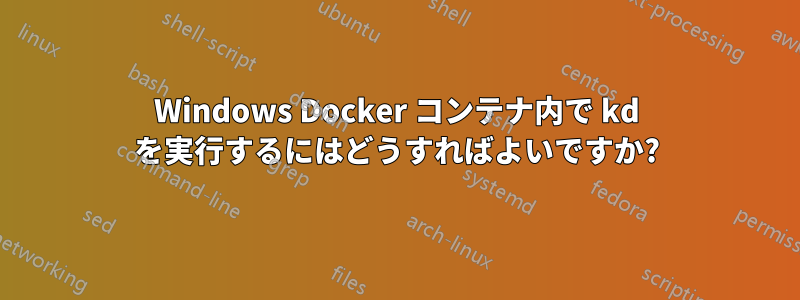 Windows Docker コンテナ内で kd を実行するにはどうすればよいですか?