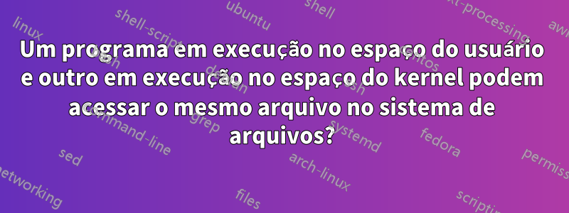 Um programa em execução no espaço do usuário e outro em execução no espaço do kernel podem acessar o mesmo arquivo no sistema de arquivos?