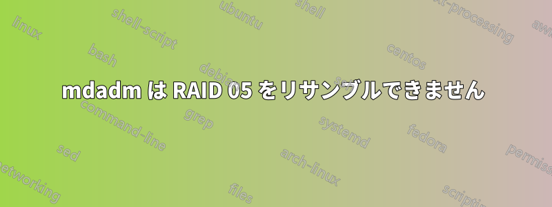 mdadm は RAID 05 をリサンブルできません