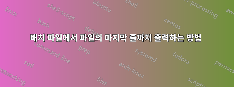 배치 파일에서 파일의 마지막 줄까지 출력하는 방법