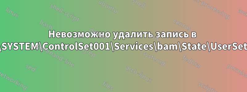 Невозможно удалить запись в HKLM\SYSTEM\ControlSet001\Services\bam\State\UserSettings\