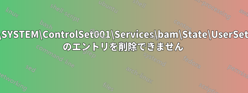 HKLM\SYSTEM\ControlSet001\Services\bam\State\UserSettings\ のエントリを削除できません