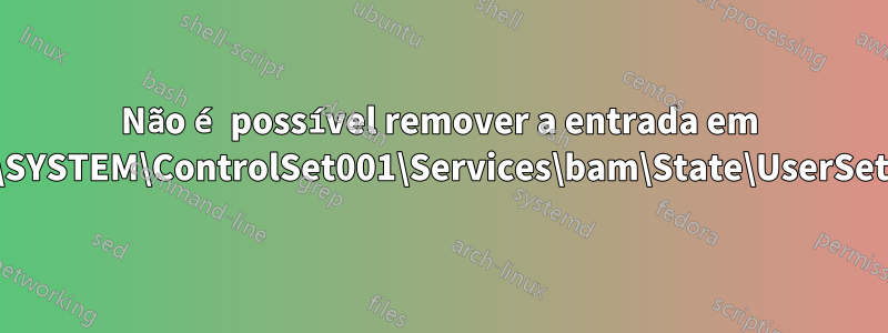 Não é possível remover a entrada em HKLM\SYSTEM\ControlSet001\Services\bam\State\UserSettings\