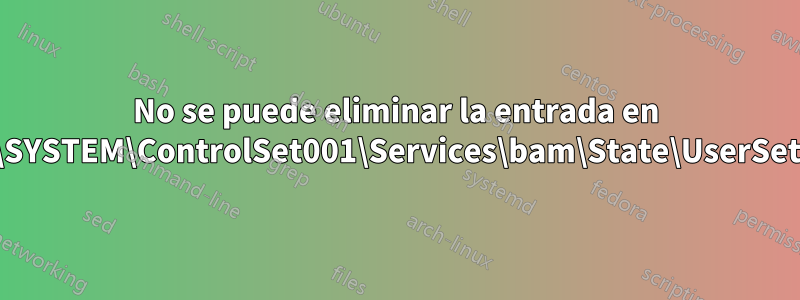 No se puede eliminar la entrada en HKLM\SYSTEM\ControlSet001\Services\bam\State\UserSettings\