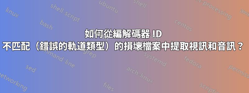 如何從編解碼器 ID 不匹配（錯誤的軌道類型）的損壞檔案中提取視訊和音訊？