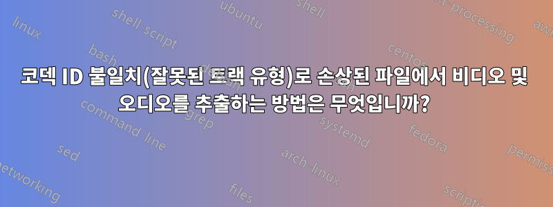 코덱 ID 불일치(잘못된 트랙 유형)로 손상된 파일에서 비디오 및 오디오를 추출하는 방법은 무엇입니까?