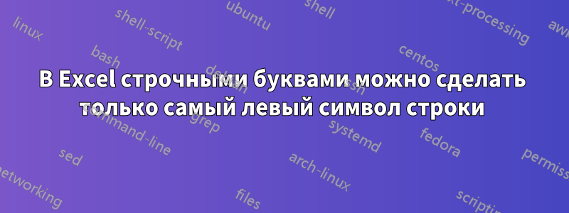 В Excel строчными буквами можно сделать только самый левый символ строки