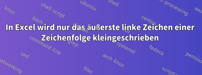 In Excel wird nur das äußerste linke Zeichen einer Zeichenfolge kleingeschrieben