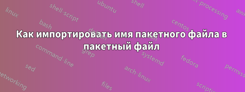 Как импортировать имя пакетного файла в пакетный файл