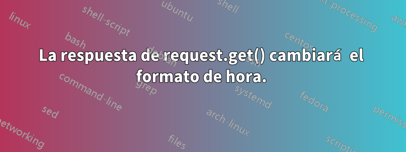 La respuesta de request.get() cambiará el formato de hora.