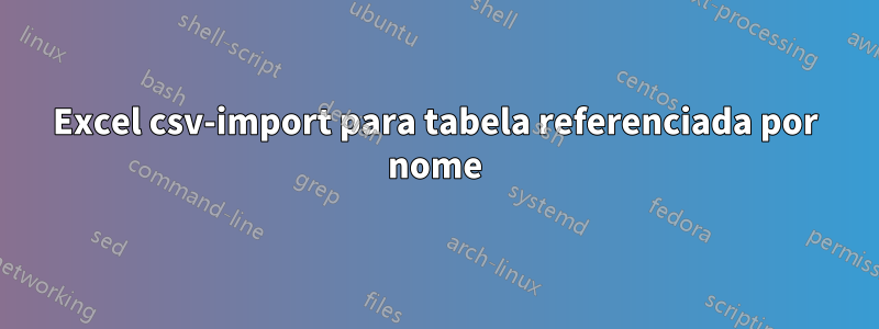 Excel csv-import para tabela referenciada por nome