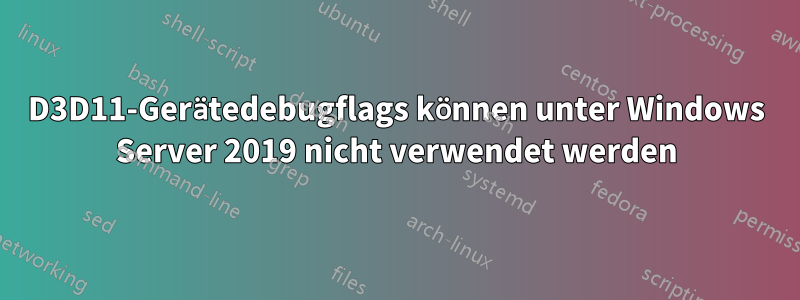 D3D11-Gerätedebugflags können unter Windows Server 2019 nicht verwendet werden