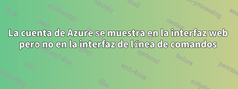 La cuenta de Azure se muestra en la interfaz web pero no en la interfaz de línea de comandos