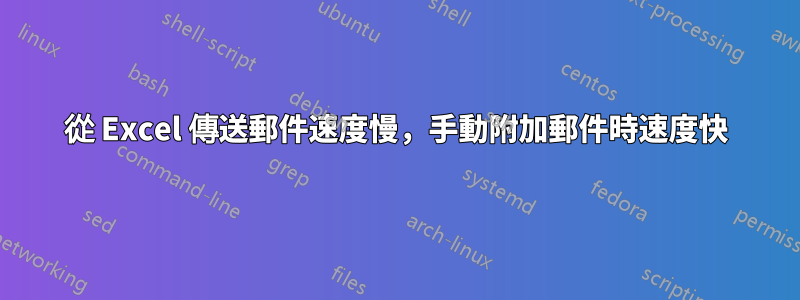 從 Excel 傳送郵件速度慢，手動附加郵件時速度快