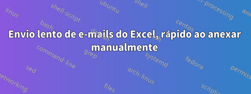 Envio lento de e-mails do Excel, rápido ao anexar manualmente