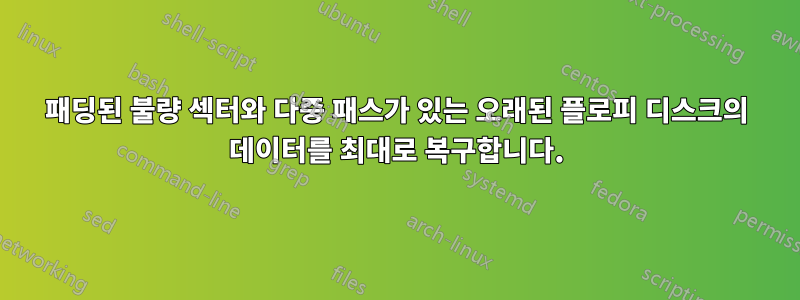 패딩된 불량 섹터와 다중 패스가 있는 오래된 플로피 디스크의 데이터를 최대로 복구합니다.