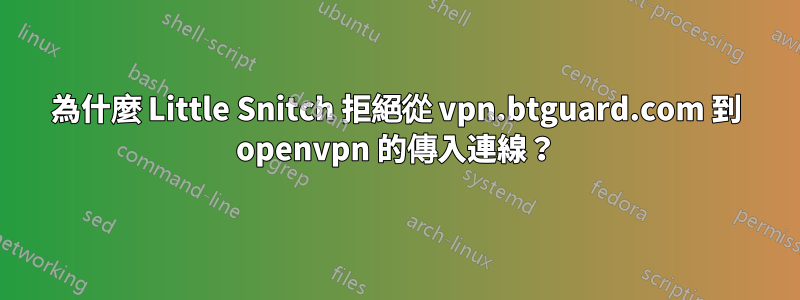 為什麼 Little Snitch 拒絕從 vpn.btguard.com 到 openvpn 的傳入連線？