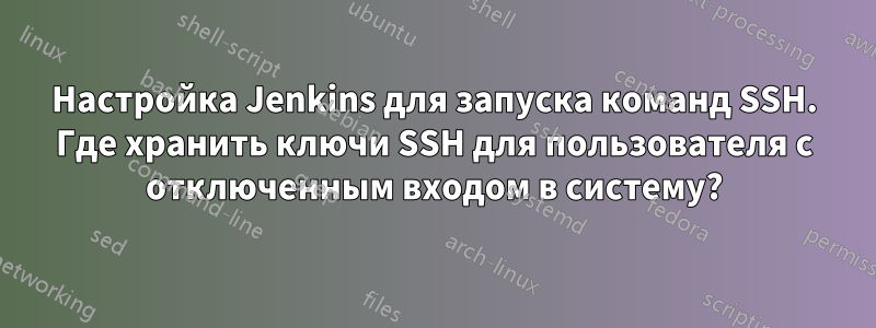 Настройка Jenkins для запуска команд SSH. Где хранить ключи SSH для пользователя с отключенным входом в систему?
