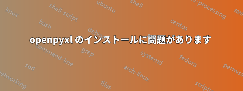 openpyxl のインストールに問題があります