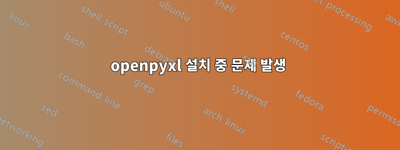 openpyxl 설치 중 문제 발생