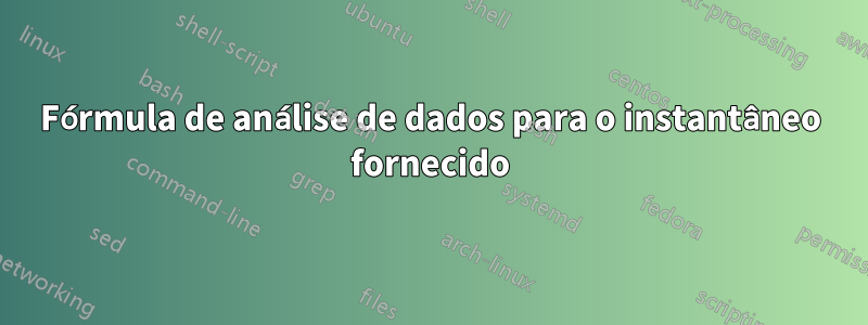 Fórmula de análise de dados para o instantâneo fornecido