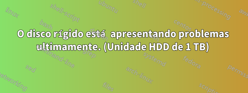 O disco rígido está apresentando problemas ultimamente. (Unidade HDD de 1 TB)