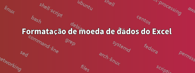 Formatação de moeda de dados do Excel