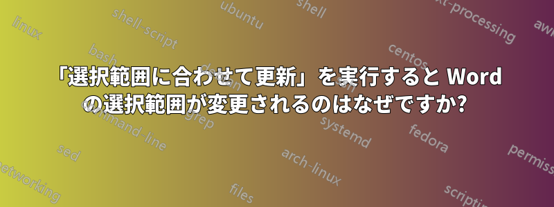 「選択範囲に合わせて更新」を実行すると Word の選択範囲が変更されるのはなぜですか?
