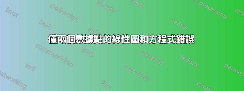 僅兩個數據點的線性圖和方程式錯誤