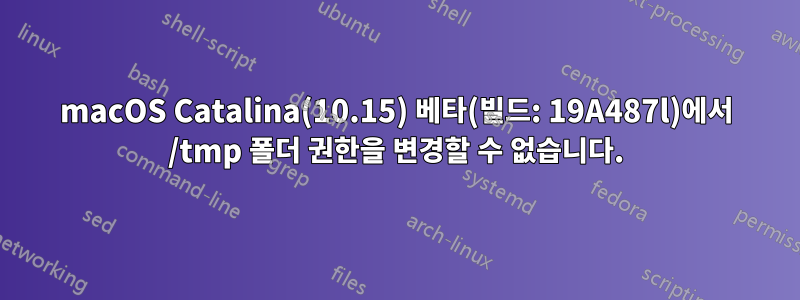 macOS Catalina(10.15) 베타(빌드: 19A487l)에서 /tmp 폴더 권한을 변경할 수 없습니다.
