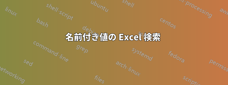 名前付き値の Excel 検索