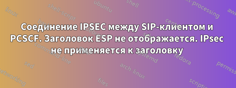 Соединение IPSEC между SIP-клиентом и PCSCF. Заголовок ESP не отображается. IPsec не применяется к заголовку