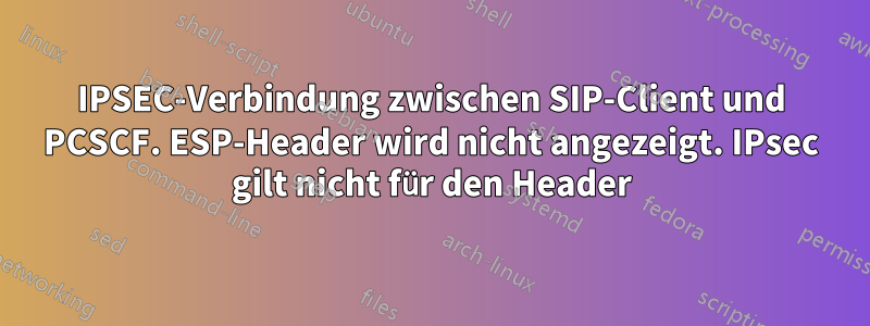 IPSEC-Verbindung zwischen SIP-Client und PCSCF. ESP-Header wird nicht angezeigt. IPsec gilt nicht für den Header