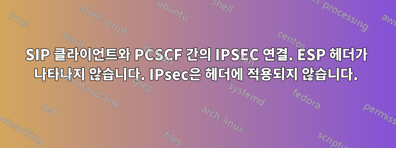 SIP 클라이언트와 PCSCF 간의 IPSEC 연결. ESP 헤더가 나타나지 않습니다. IPsec은 헤더에 적용되지 않습니다.