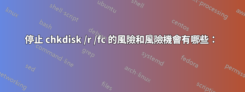 停止 chkdisk /r /fc 的風險和風險機會有哪些：