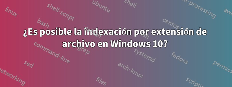 ¿Es posible la indexación por extensión de archivo en Windows 10?