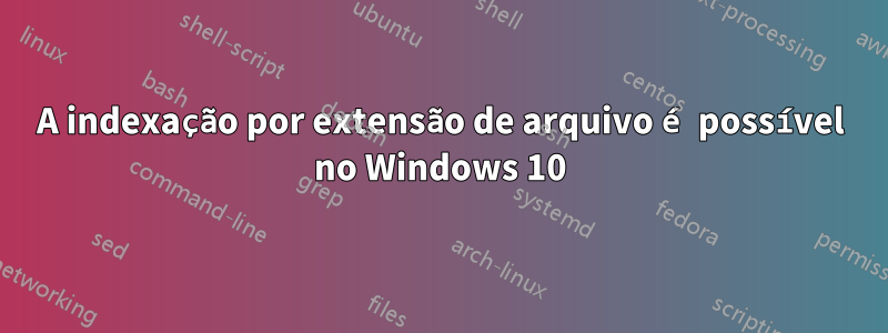 A indexação por extensão de arquivo é possível no Windows 10