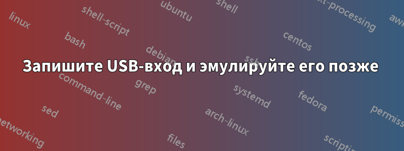 Запишите USB-вход и эмулируйте его позже