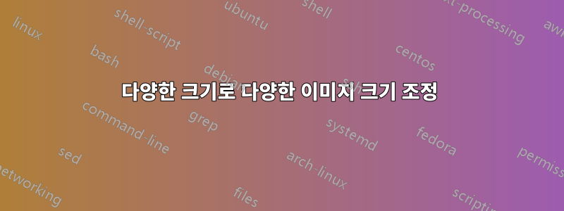 다양한 크기로 다양한 이미지 크기 조정