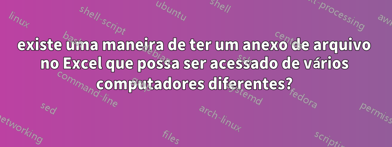 existe uma maneira de ter um anexo de arquivo no Excel que possa ser acessado de vários computadores diferentes?