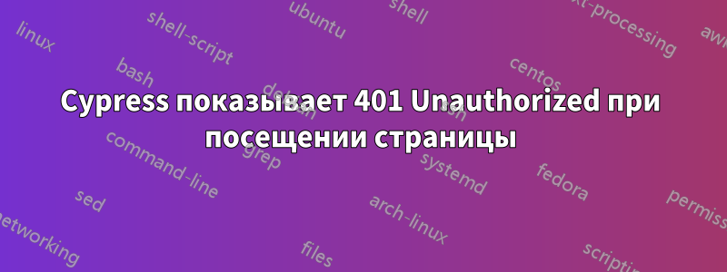 Cypress показывает 401 Unauthorized при посещении страницы