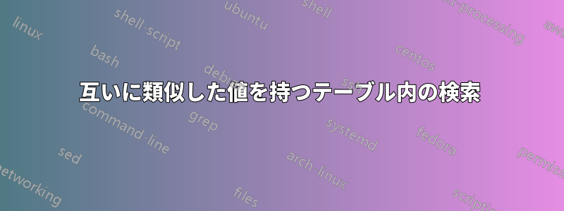 互いに類似した値を持つテーブル内の検索