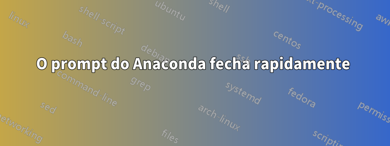 O prompt do Anaconda fecha rapidamente