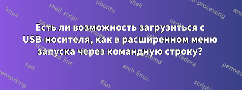 Есть ли возможность загрузиться с USB-носителя, как в расширенном меню запуска через командную строку?