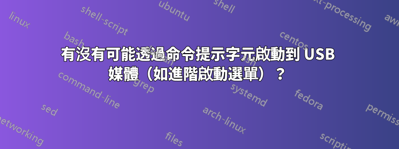 有沒有可能透過命令提示字元啟動到 USB 媒體（如進階啟動選單）？